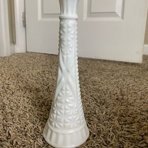Vintage white milk glass single flower bud vase thrifted decor collection
